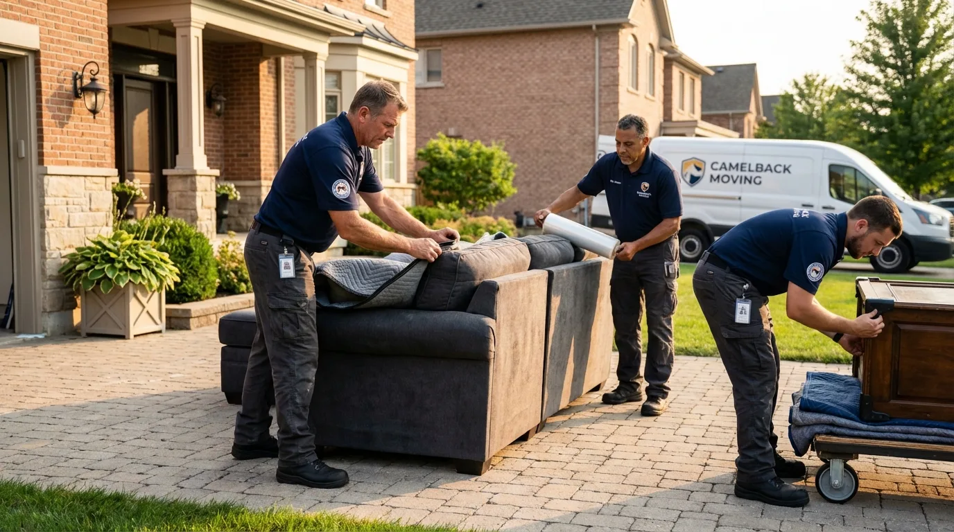 Large estate moving crew wrapping furniture in Mechanicsburg, OH