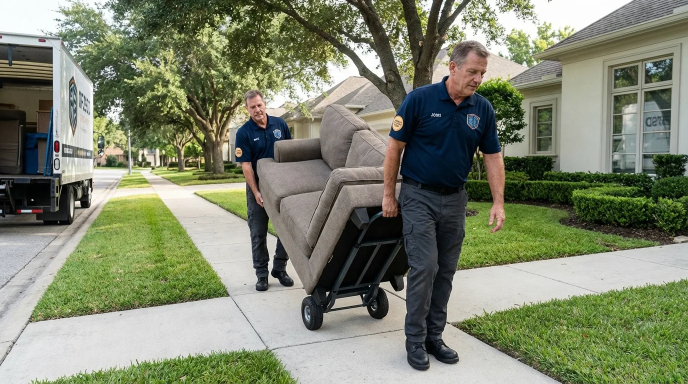 Local residential moving crew loading furniture in Mechanicsburg, OH